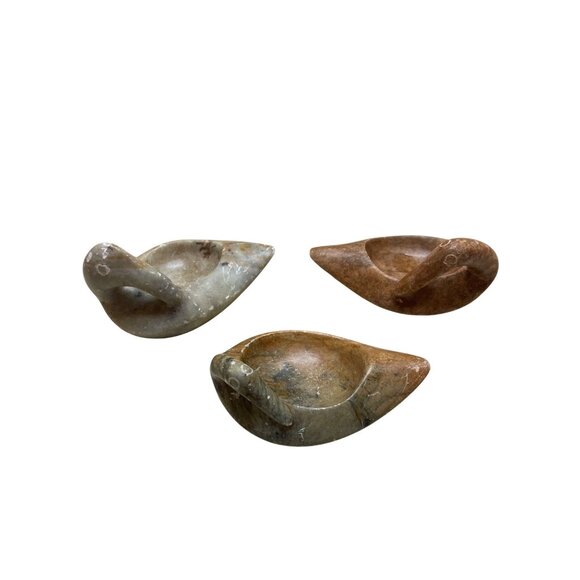 Vintage Hand-Carved Soapstone Duck Figurines Set Of 3 - Picture 2 of 9